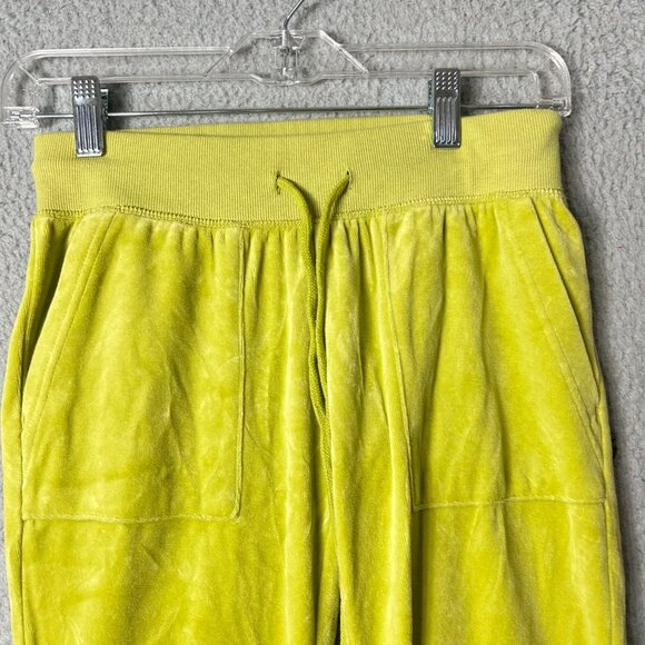 Wild Fable Velour Pants Womens XS Lime Green Flared Drawstring Waist Pockets - Picture 5 of 9